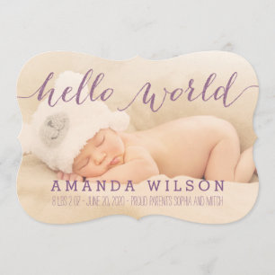 Handwritten Modern Baby Birth Photo Announcement