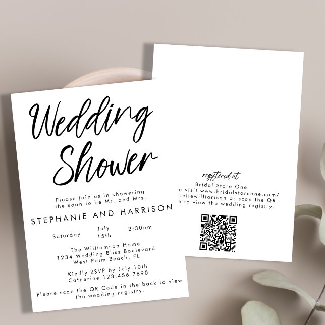 Handwritten Modern Minimal QR Code Wedding Shower Invitation (Creator Uploaded)