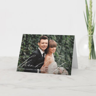 handwritten modern script thank you card