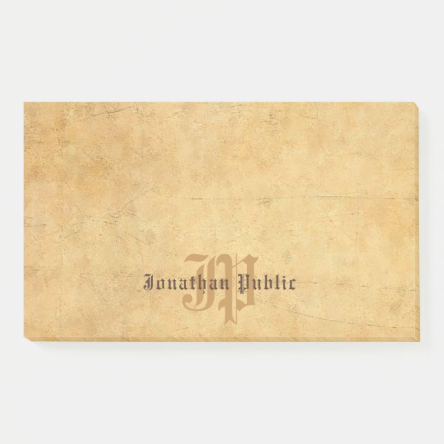 Handwritten Monogram Elegant Template Vintage Post-it Notes (Front)