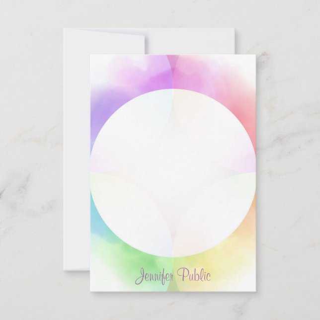 Handwritten Monogram Personalized Watercolor Card (Front)