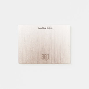 Handwritten Monogram Template Custom Wood Look Post-it Notes