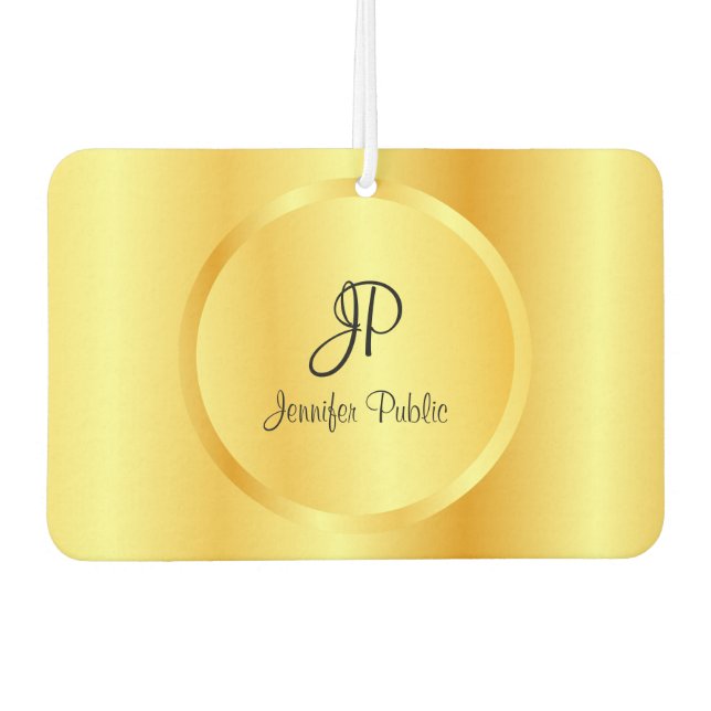 Handwritten Monogrammed Faux Gold Template Air Freshener (Front)