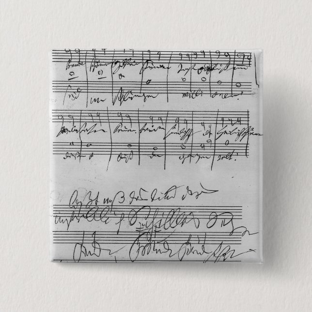 Handwritten musical score 2 inch square button (Front)
