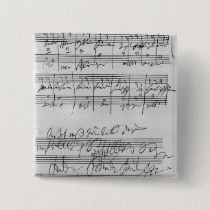Handwritten musical score 2 inch square button