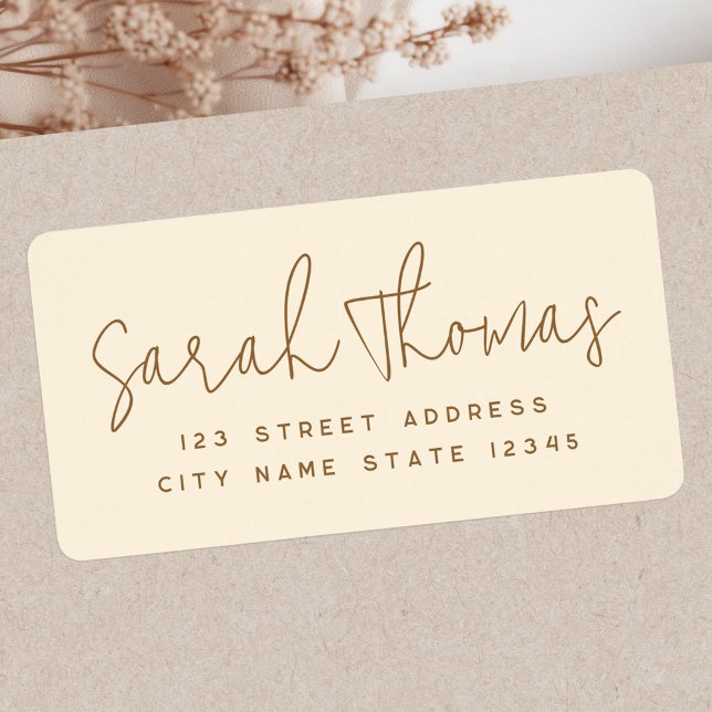 Handwritten name cream coloured return address label (Handwritten name cream colored return address label)