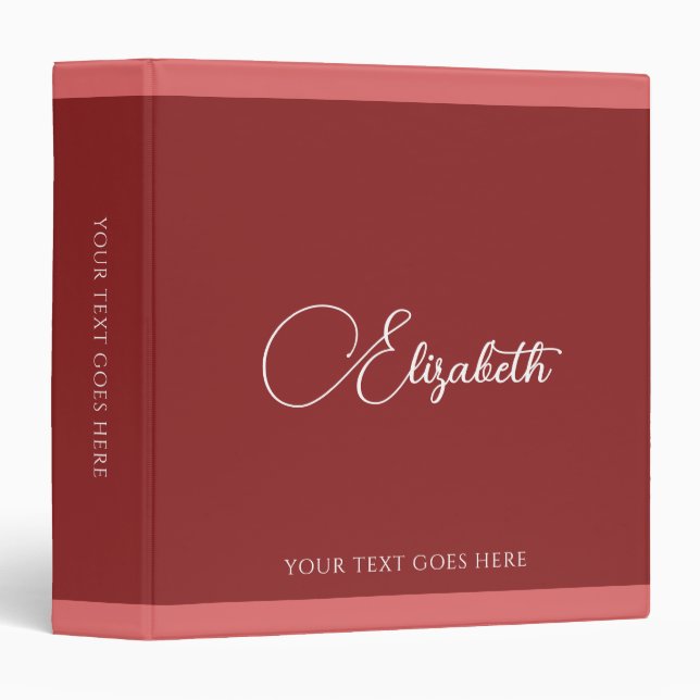 Handwritten Name Elegant Modern Template Custom Binder (Front/Spine)