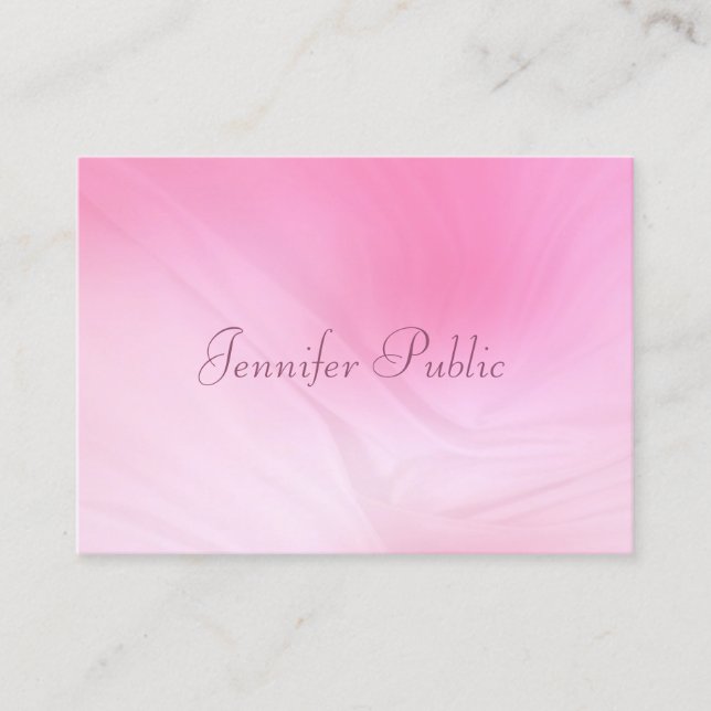 Handwritten Name Elegant Pink Modern Template Business Card (Front)