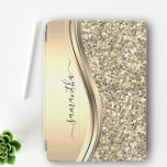 Handwritten Name Glam Silver Metal Glitter iPad Air Cover<br><div class="desc">The design is a photo and the cases are not made with actual glitter, sequins, metals or woods. This design is also available on other models. You may also transfer this design to another product. No actual glitter was used to make this product. This design may be personalized in the...</div>