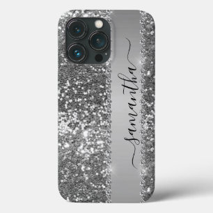 Handwritten Name Graphite Diamond Glitter look iPhone 13 Pro Case