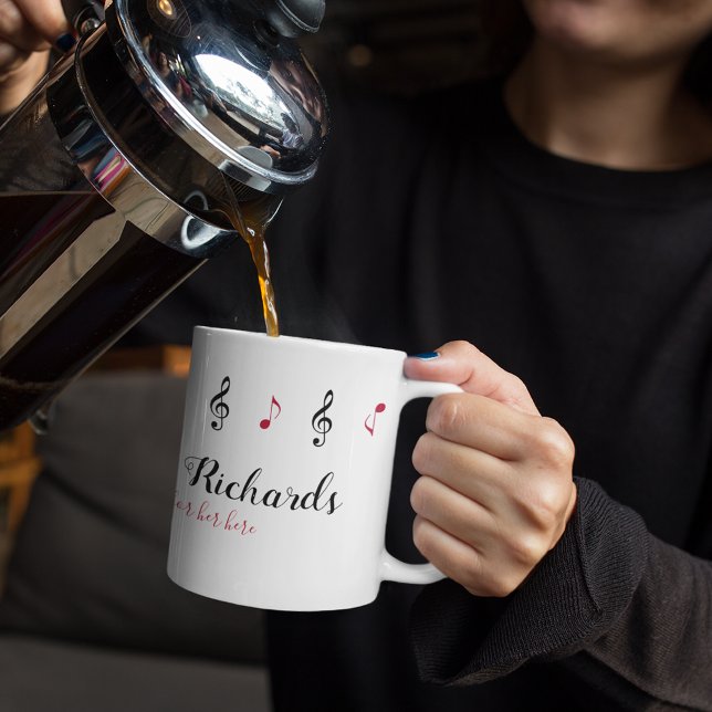 handwritten name + music notes + custom message coffee mug (Creator Uploaded)