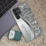 Handwritten Name Silver Metal Faux Glitter  Samsung Galaxy Case<br><div class="desc">The design is a photo and the cases are not made with actual glitter, sequins, metals or woods. This design is also available on other phone models. Choose Device Type to see other iPhone, Samsung Galaxy or Google cases. Some styles may be changed by selecting Style if that is an...</div>