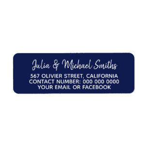 handwritten names + address information on blue