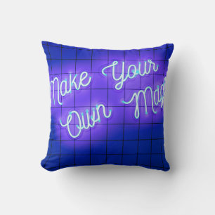 Handwritten neon glowing text Make Your Own Magic Throw Pillow