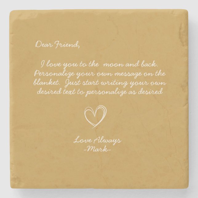 Handwritten Personalized Message Friends Family  Stone Coaster (Front)