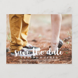 Handwritten Personalized Photo Save The Date Announcement Postcard