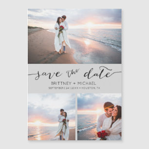Handwritten Photo Collage Grey Save the Date
