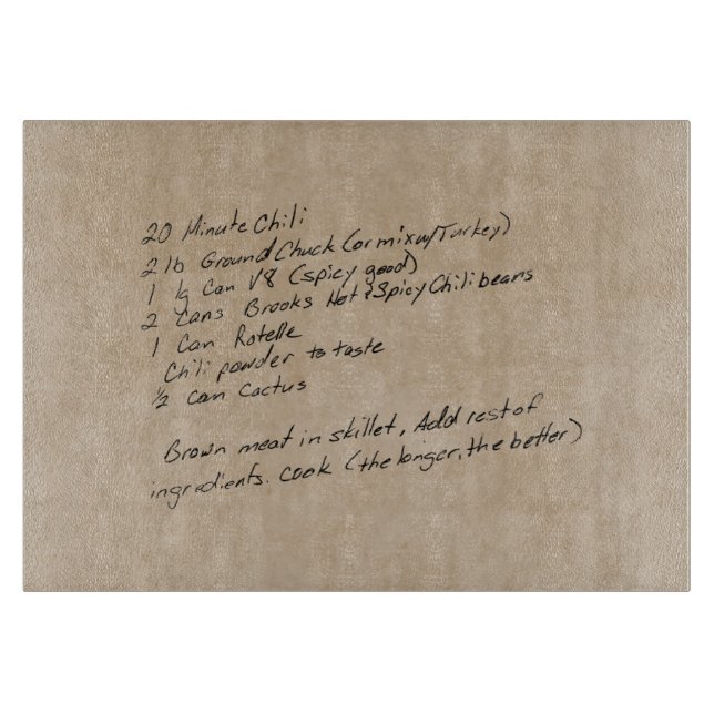 Handwritten Recipe Family Keepsake Custom Photo Cutting Board (Front)