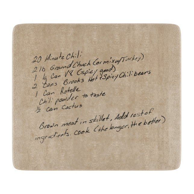 Handwritten Recipe Family Keepsake Custom Photo Cutting Board (Front)