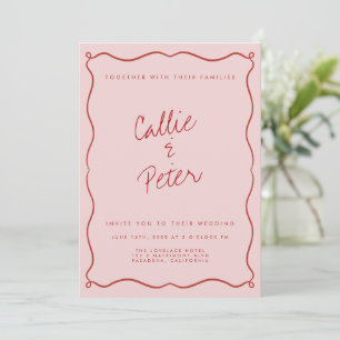 Handwritten Retro Minimalist Monochrome Wedding  Invitation