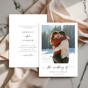 Handwritten Romantic Photo Winter Wedding Invitation