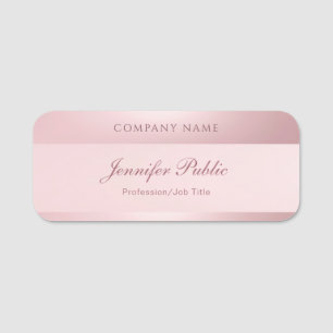 Handwritten Rose Gold Script Name Template Elegant Tag