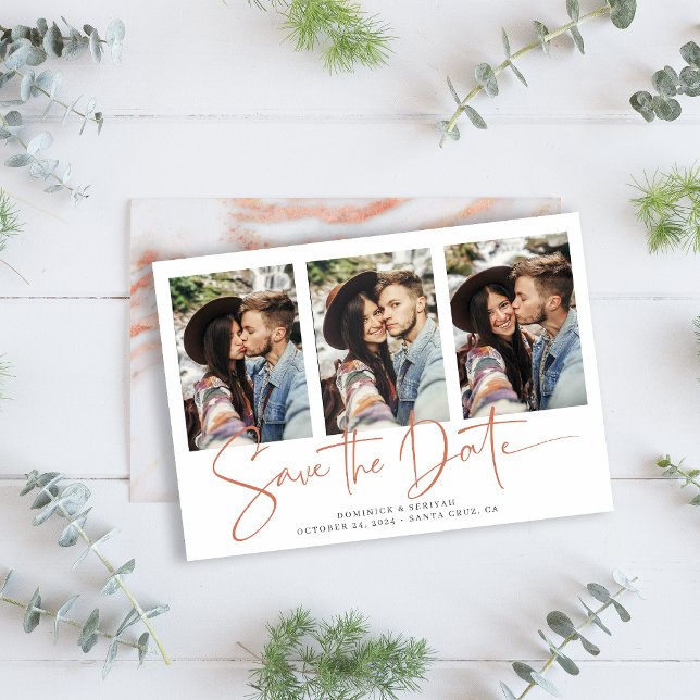 Handwritten Save the Date Copper Rose Gold Marble (Creator Uploaded)