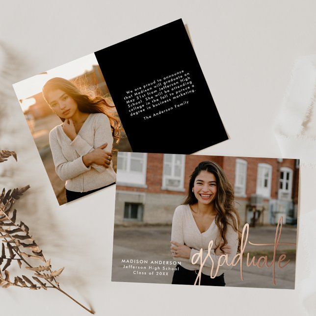 Handwritten Script 2 Photo Graduation Announcement (Creator Uploaded)
