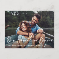 Handwritten Script Adventure Begins Save the Date