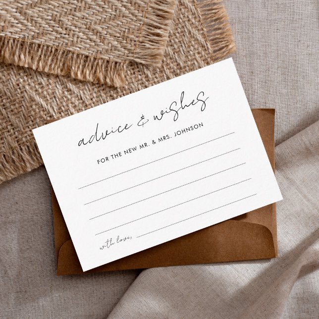 Handwritten Script Advice & Wishes Bridal Shower Enclosure Card (Creator Uploaded)