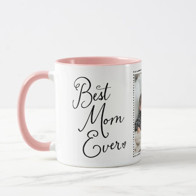 Handwritten Script Best Mom Ever Photo Mug (Left)