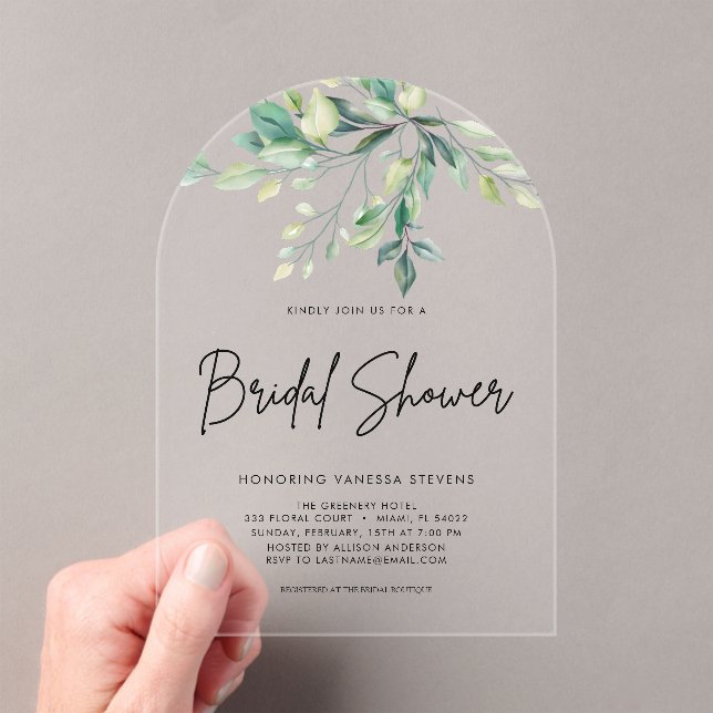  Handwritten Script Black Bridal Shower  Acrylic Invitations (Insitu (Handheld))