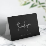 Handwritten Script Black Modern Minimal Wedding Thank You Card<br><div class="desc">A minimalist black thank you template design with handwritten script typography "thank you" with an elegant sophisticated font which can be easily personalized with your name.</div>