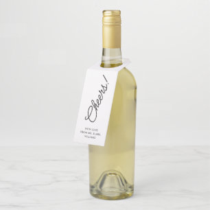 Handwritten Script Cheers Bottle Tag