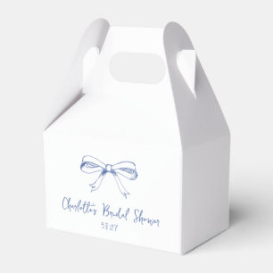Handwritten Script Coquette Bow Blue Bridal Shower Favor Box