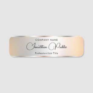 Handwritten Script Custom Template Silver Look Name Tag