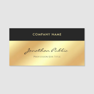 Handwritten Script Elegant Glamour Gold Template Name Tag