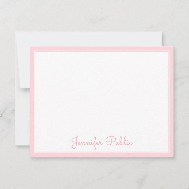 Handwritten Script Elegant Pink Border Template (Front)