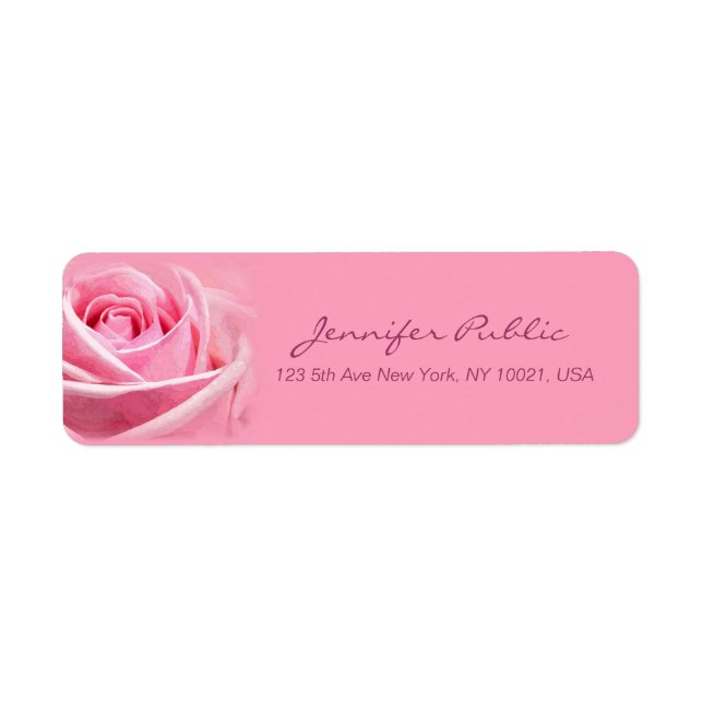 Handwritten Script Elegant Watercolor Pink Rose (Front)