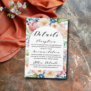 Handwritten Script Floral Wedding Details Enclosure Card