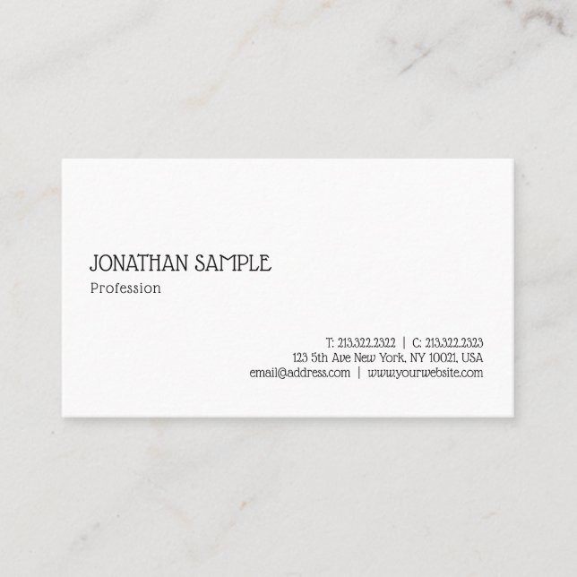 Handwritten Script Font Simple Template Modern Business Card (Front)
