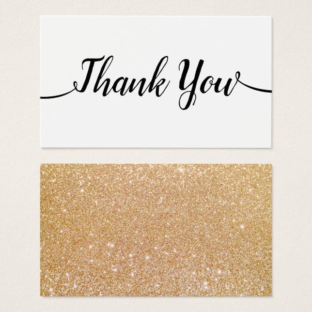 Handwritten Script  Gold Glitter Thank You (Front & Back)