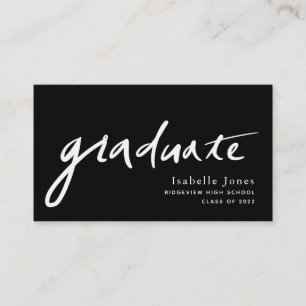 Handwritten Script Graduate Black Business Card