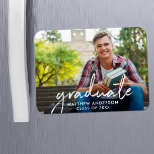 Handwritten Script Graduate Photo Graduation Magnet