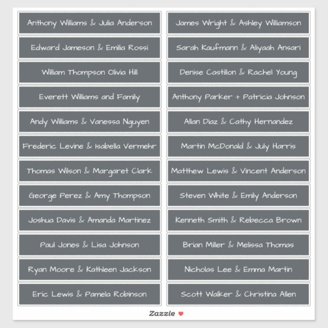 Handwritten Script Guest Names Labels OffBlack (Sheet)