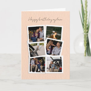 Handwritten Script Happy Birthday Photo Collage Card