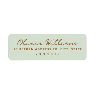 Handwritten script light sage green return address