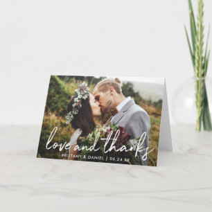 Handwritten Script Love and Thanks Wedding Fold Thank You Card