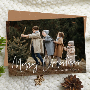 Handwritten Script Merry Christmas Camel Photo Holiday Card