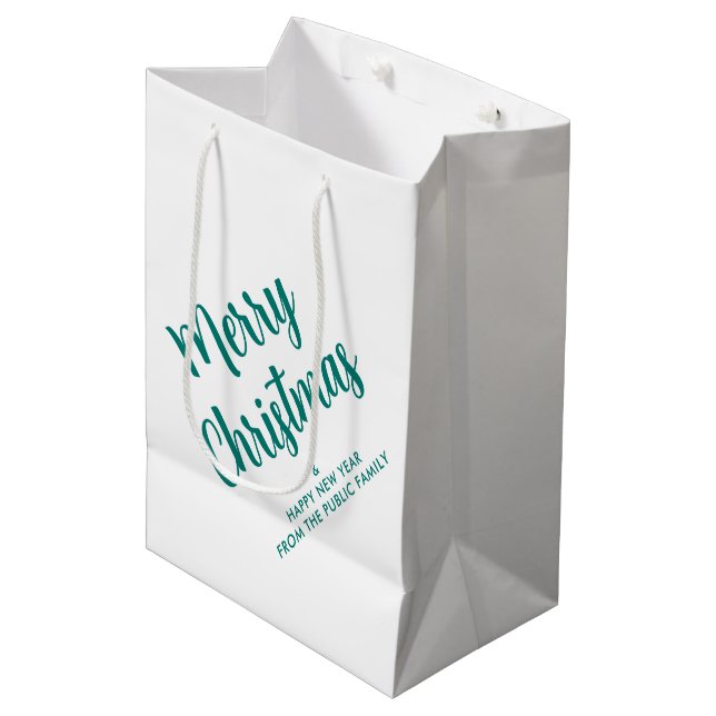 Handwritten Script Merry Christmas Template Trendy Medium Gift Bag (Front Angled)